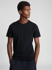 Reiss Black Bless Regular Fit Crew Neck T-shirt - Image 3 of 6