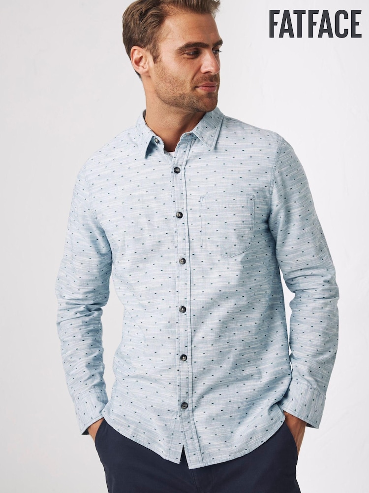 FatFace Blue Harter Dobby Shirt - Image 1 of 1