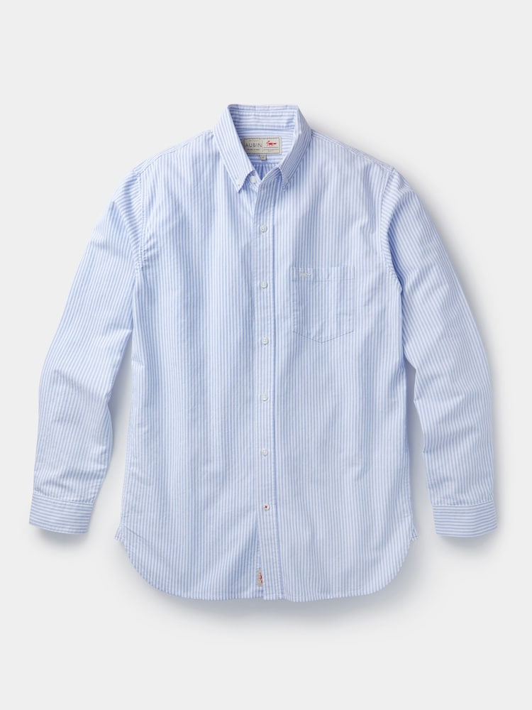 Raya azul - Camisa Oxford de algodón con botones Aldridge de Aubin - Imagen 4 de 4