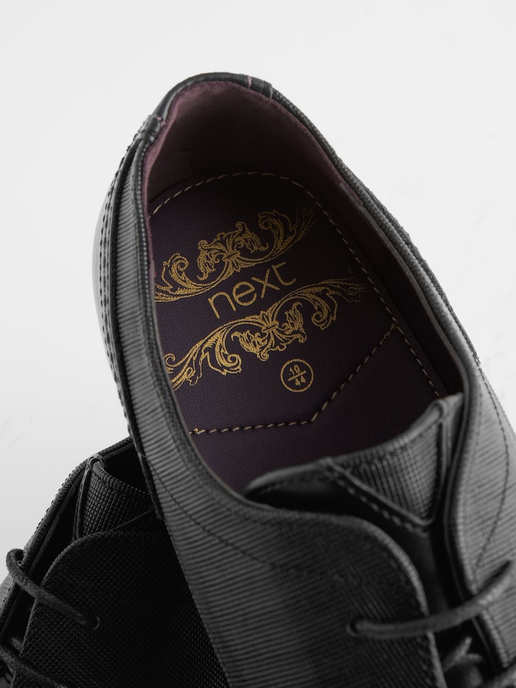 Black Wide Fit Derby Shoes - Image 3 of 5
