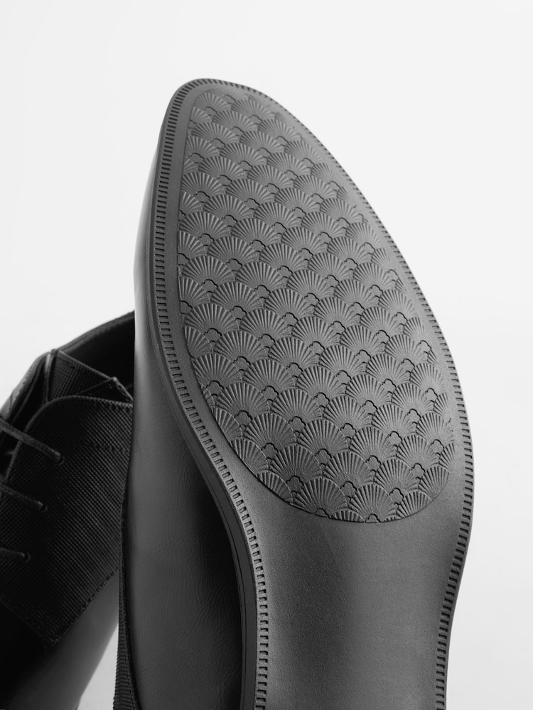 Black Wide Fit Derby Shoes - Image 4 of 5