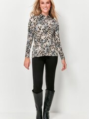 M&Co Natural Leopard Print Long-Sleeve Top - Image 2 of 5