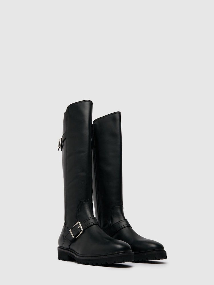 Schuh Darla Black Leather Rider Boots - Image 3 of 3