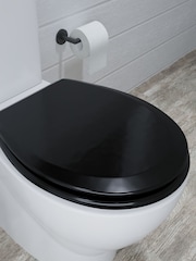 Croydex Black Lene Matte Black Round Toilet Seat - Image 1 of 4