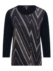 Spirit Blue Zig Zag Print Glitter Top - Image 2 of 4