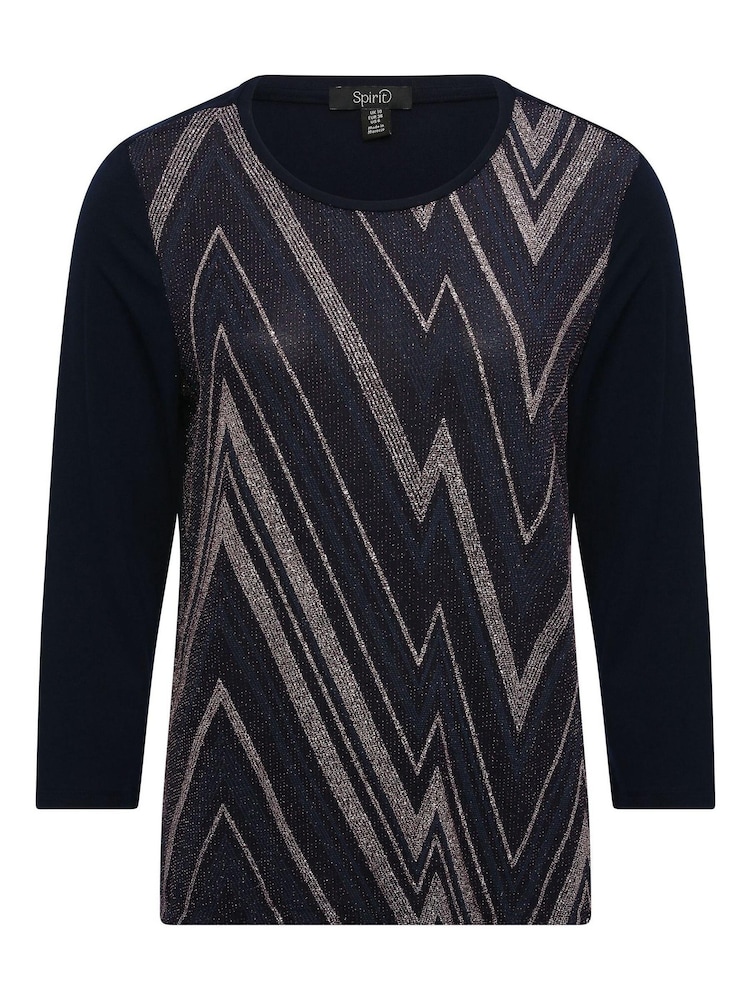 Spirit Blue Zig Zag Print Glitter Top - Image 2 of 4