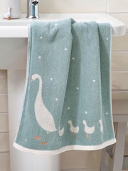 Teal Blue Goose And Friends 100% Cotton Towel - Image 3 of 5