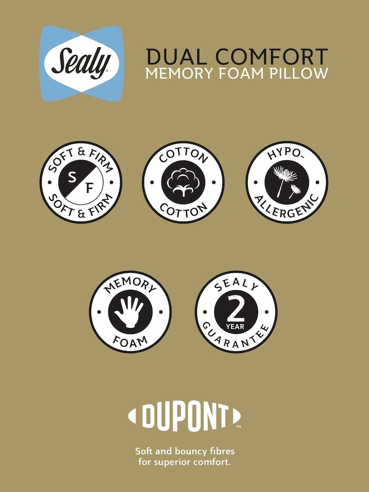 Sealy Dual Comfort Memory Foam 100% Cotton Pillow - Image 10 of 10