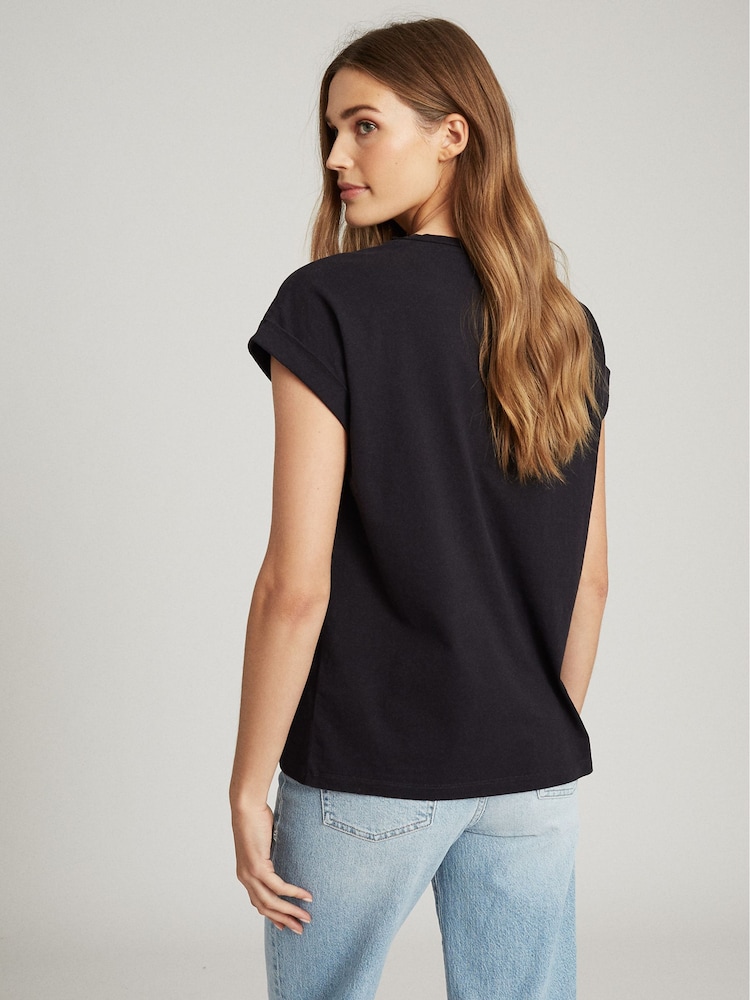 Reiss Navy Cotton Jersey T-Shirt - Image 5 of 5