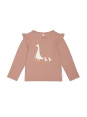 MORI Pink Organic Cotton Long Sleeve Duck Print T Shirt - Image 1 of 2