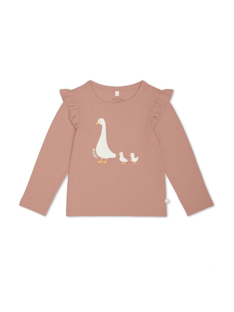 MORI Pink Organic Cotton Long Sleeve Duck Print T Shirt - Image 1 of 2