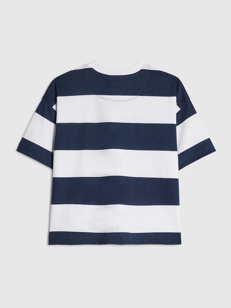 River Island Blue Oversized Striped Role Model T-Shirt - Image 2 of 4