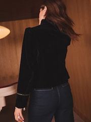 Love & Roses x Binky Black Velvet Frogging Detail Jacket - Image 4 of 4