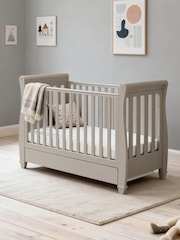 Babymore Cashmere Eva Sleigh Cot Bed Dropside with Drawer - Image 1 of 5