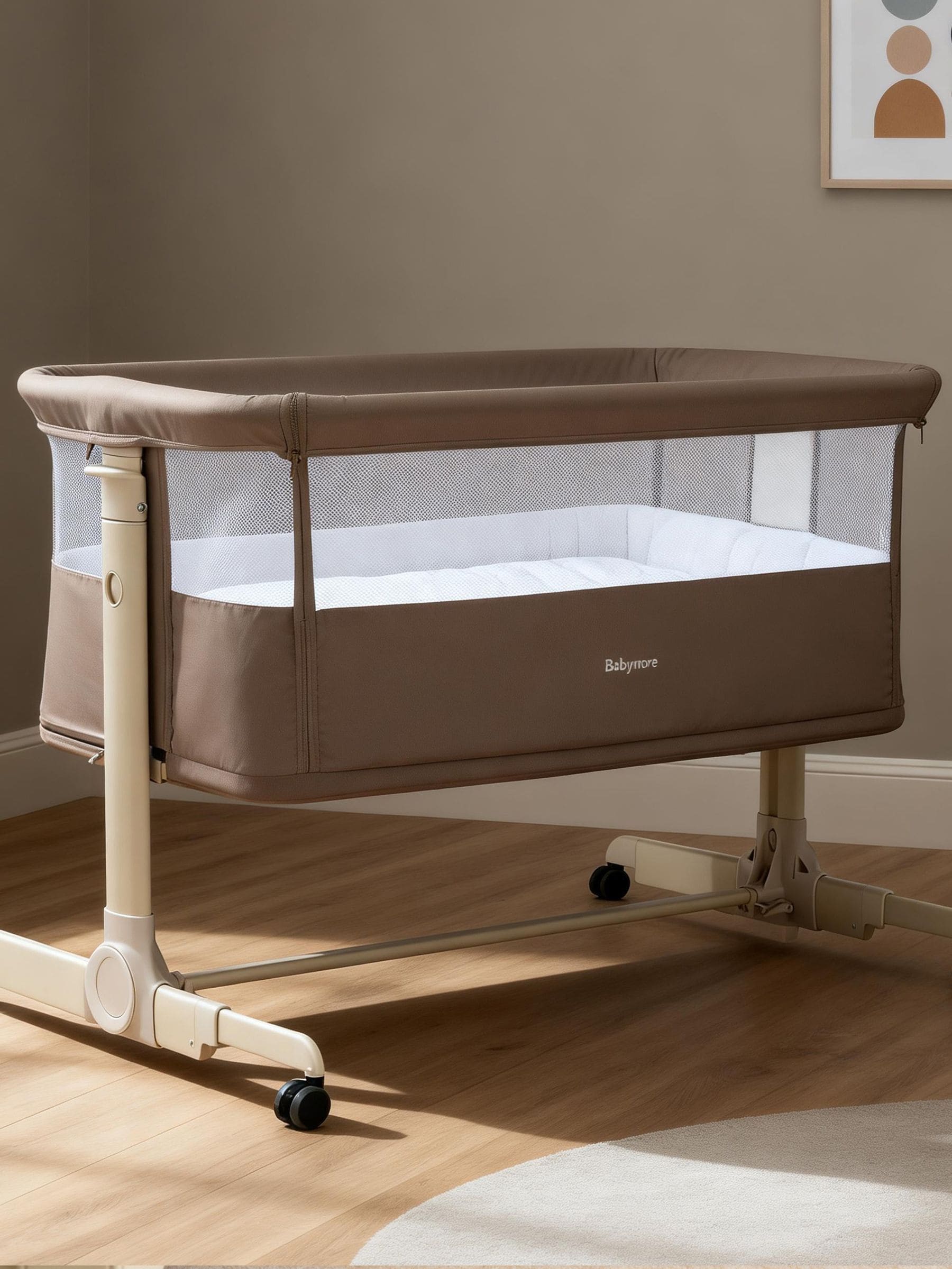 Babymore Neera Bedside Crib, Mocha - Image 3