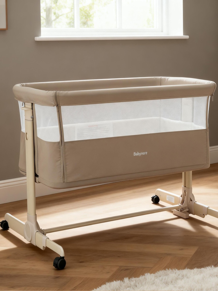 Babymore Khaki Neera Bedside Crib - Image 1 of 6