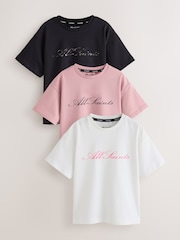 Pink/Black Script Logo T-Shirts 3 Pack - Image 1 of 7