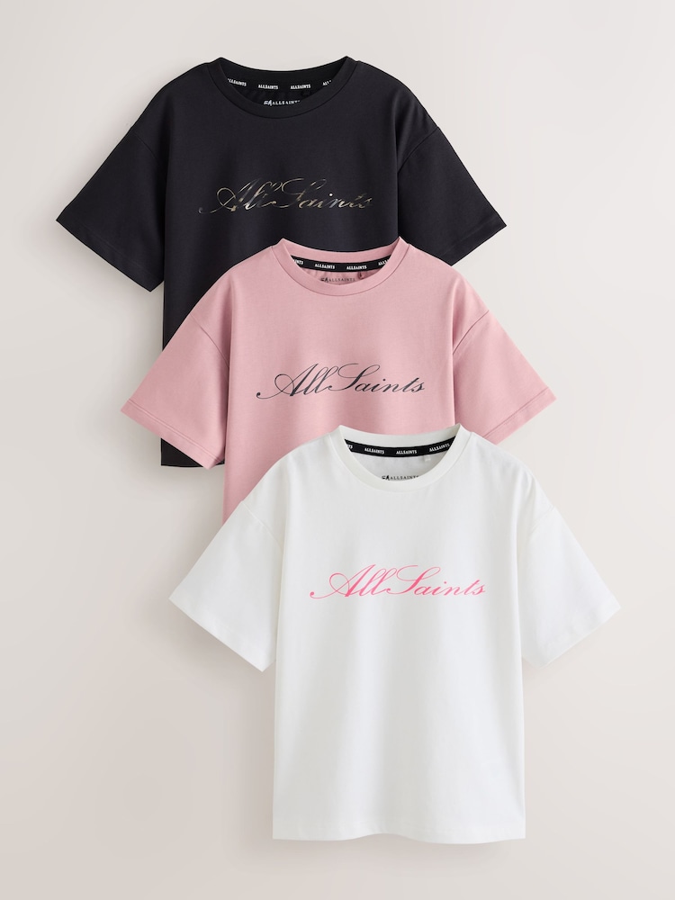 Pink/Black Script Logo T-Shirts 3 Pack - Image 1 of 7