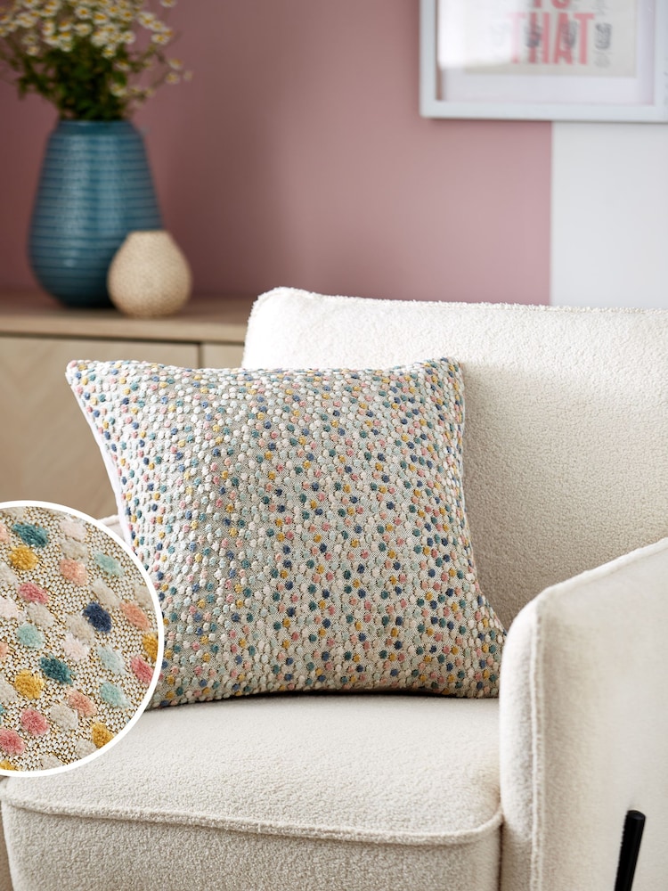 Multi Scandi Cut Velvet Spot 43 x 43cm Cushion - Image 1 of 5