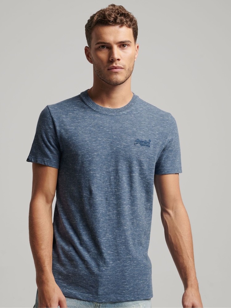 Superdry Tidal Blue Space Dye Vintage Embroidered T-Shirt - Image 1 of 3