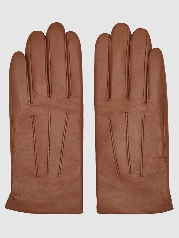 Reiss Tan Gabrielle Leather Gloves - Image 1 of 3