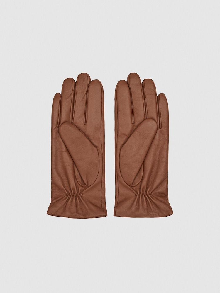 Reiss Tan Gabrielle Leather Gloves - Image 3 of 3