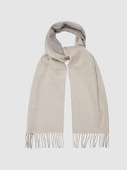 Reiss Oatmeal Galvin Wool Cashmere Blend Scarf - Image 2 of 3