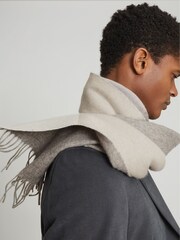 Reiss Oatmeal Galvin Wool Cashmere Blend Scarf - Image 3 of 3