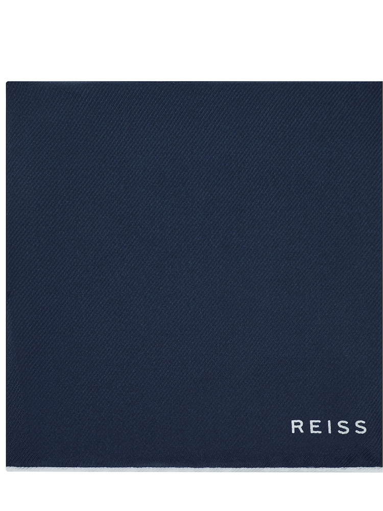 Reiss Navy Moon Silk Pocket Square - Image 2 of 3