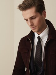Reiss Bordeaux Liam Silk Polka Dot Tie - Image 1 of 3