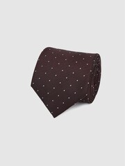 Reiss Bordeaux Liam Silk Polka Dot Tie - Image 2 of 3