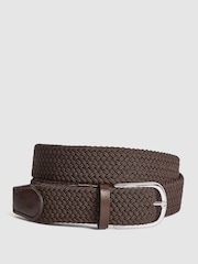 Reiss Mid Brown Elmont Woven Belt - Image 1 of 4