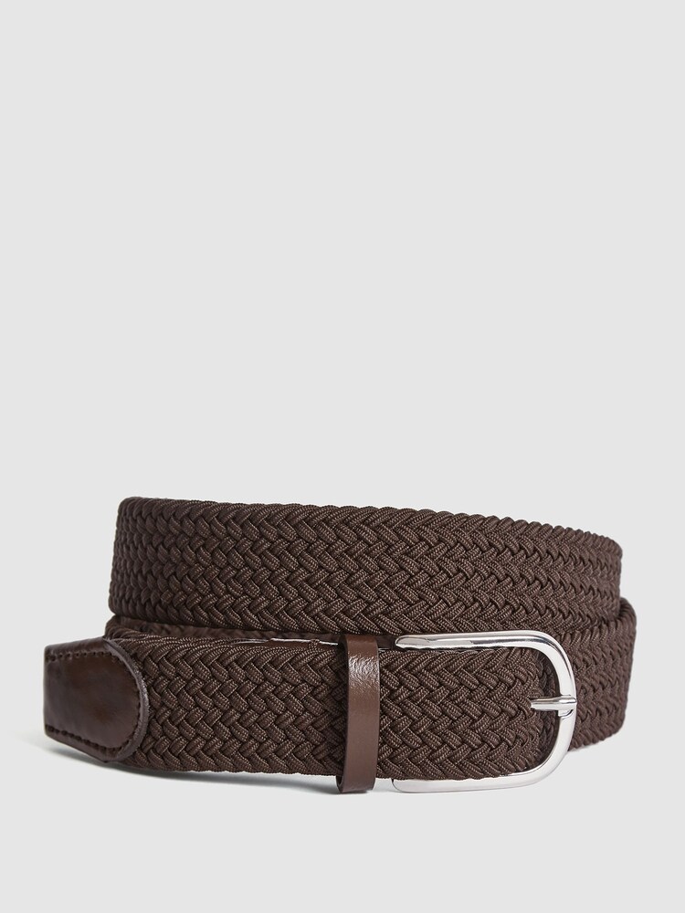 Reiss Mid Brown Elmont Woven Belt - Image 1 of 4 Reiss Mid Brown Elmont Woven Belt - Image 1 of 4
