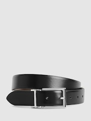 Reiss Black/Dark Brow Ricky Reversible Leather Belt - Image 1 of 2