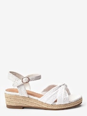 White Broderie Knot Wide Fit (G) Wedge Sandals - Image 1 of 4