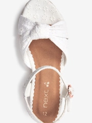 White Broderie Knot Wide Fit (G) Wedge Sandals - Image 3 of 4