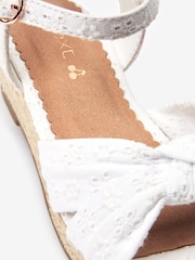 White Broderie Knot Wide Fit (G) Wedge Sandals - Image 4 of 4