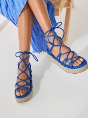Cobalt Blue Forever Comfort® Super Strappy Espadrille Flatforms - Image 6 of 7