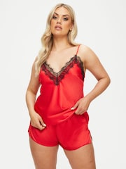 Ann Summers Red Cerise Satin Cami Set - Image 1 of 4