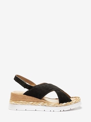 Black Regular/Wide Fit Forever Comfort® Sports Cross Over Wedges - Image 1 of 6