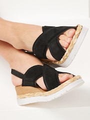 Black Regular/Wide Fit Forever Comfort® Sports Cross Over Wedges - Image 5 of 6