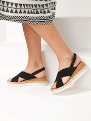 Black Regular/Wide Fit Forever Comfort® Sports Cross Over Wedges - Image 6 of 6