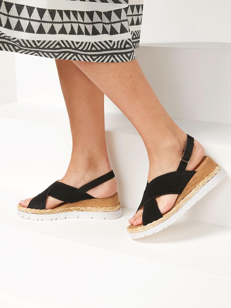 Black Regular/Wide Fit Forever Comfort® Sports Cross Over Wedges - Image 6 of 6