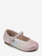 Pastel Pink Rainbow Glitter Standard Fit (F) Mary Jane Occasion Shoes - Image 2 of 5