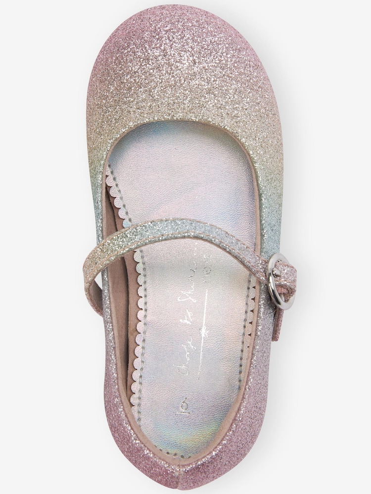 Pastel Pink Rainbow Glitter Standard Fit (F) Mary Jane Occasion Shoes - Image 3 of 5