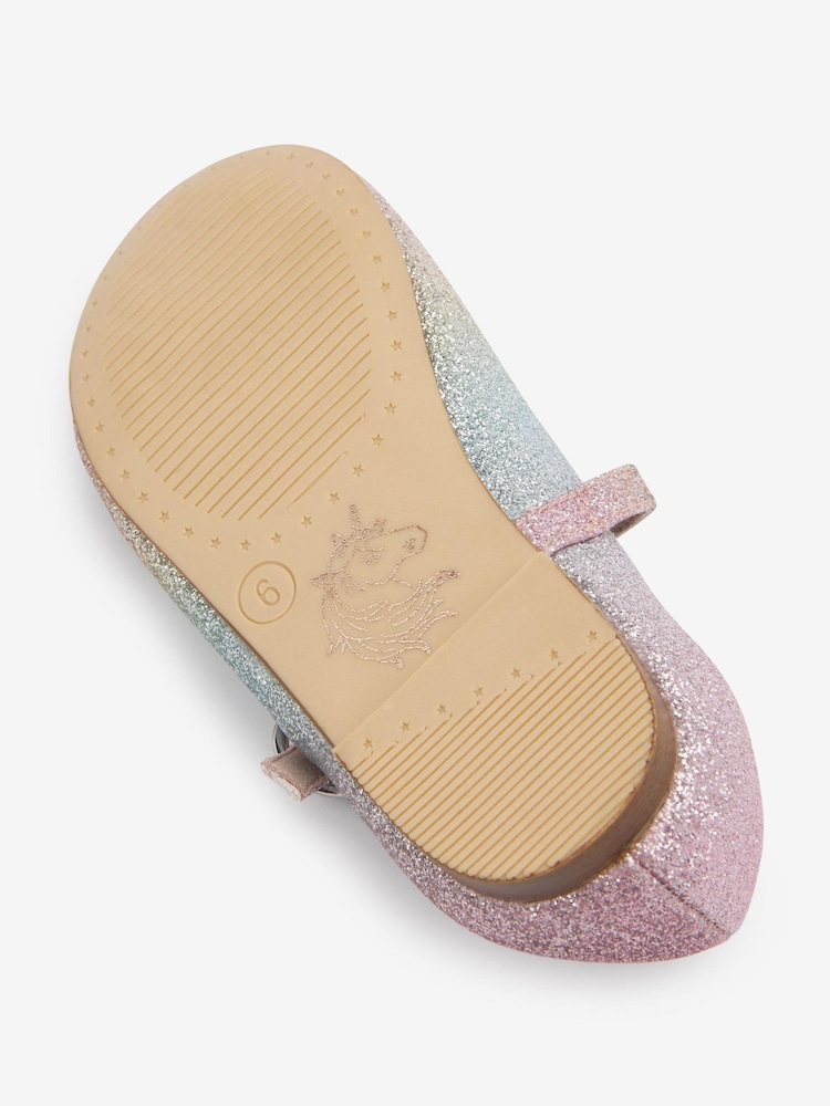 Pastel Pink Rainbow Glitter Standard Fit (F) Mary Jane Occasion Shoes - Image 4 of 5