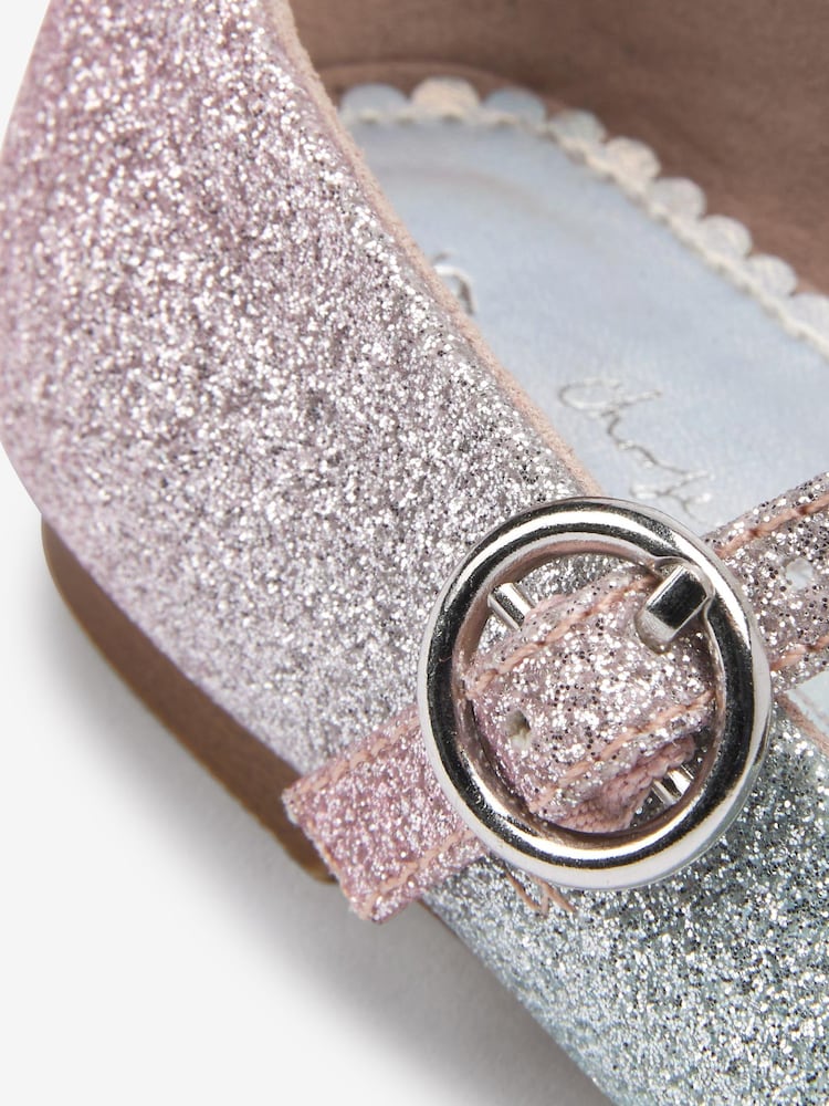 Pastel Pink Rainbow Glitter Standard Fit (F) Mary Jane Occasion Shoes - Image 5 of 5