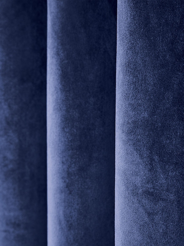 Helena Springfield Blue Velvet Escala Curtains - Image 2 of 2
