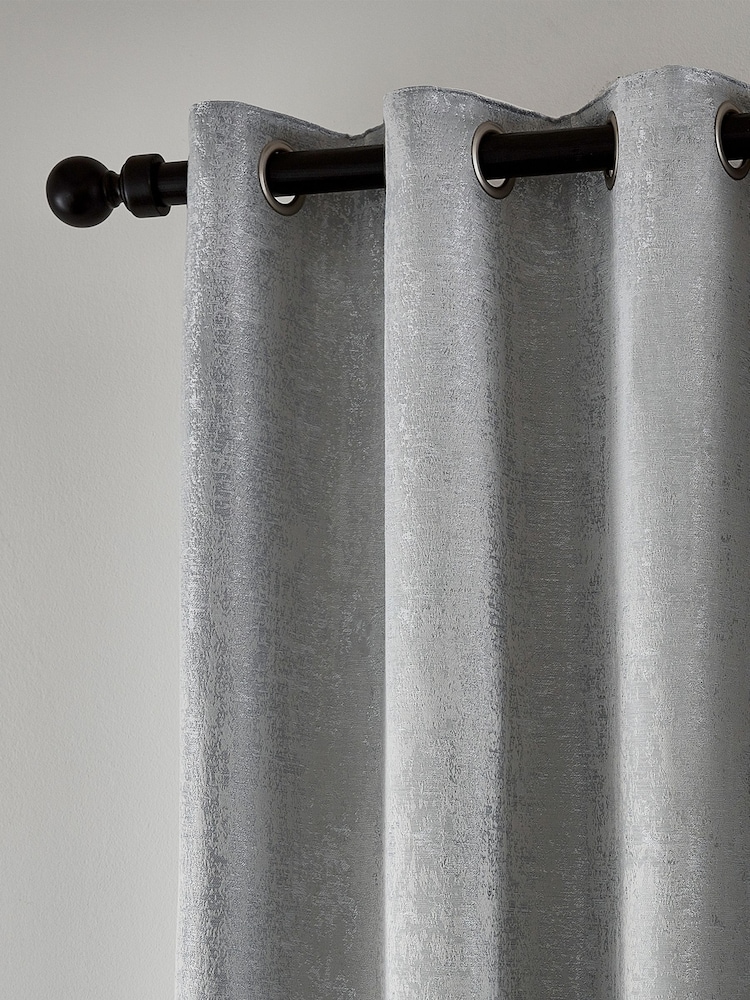 Helena Springfield Silver Roma Lined Eyelet Curtains - Image 2 of 3