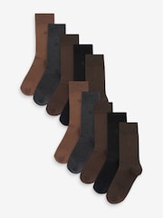Neutrals 10 Pack Embroided Lasting Fresh Socks - Image 1 of 13